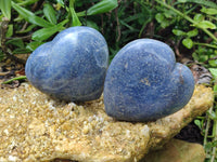 Polished Lazulite Hearts x 6 From Madagascar