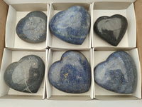 Polished Lazulite Hearts x 6 From Madagascar