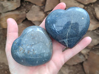 Polished Lazulite Hearts x 6 From Madagascar