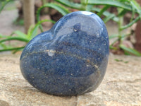 Polished Lazulite Hearts x 6 From Madagascar