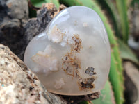 Polished Fossil Flower Agate Hearts x 8 From Antsahalova, Madagascar