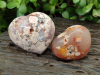 Polished Fossil Flower Agate Hearts x 8 From Antsahalova, Madagascar