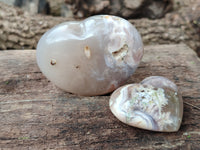 Polished Fossil Flower Agate Hearts x 8 From Antsahalova, Madagascar