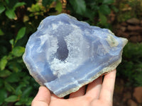 Natural Blue Lace Agate Geode Specimens x 2 From Malawi