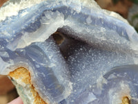 Natural Blue Lace Agate Geode Specimens x 2 From Malawi