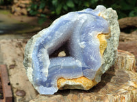 Natural Blue Lace Agate Geode Specimens x 2 From Malawi