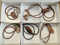 Hand Made Copper Wire Wrapped Pendants x 6 From Southern Africa