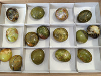 Polished Green Opal Galet - Palm Stones x 15 From Antsirabe, Madagascar