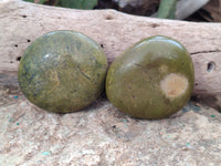 Polished Green Opal Galet - Palm Stones x 15 From Antsirabe, Madagascar