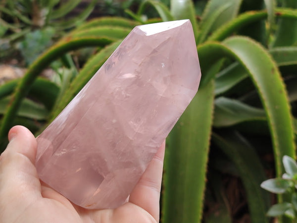 Polished Rose Quartz Crystal Points x 3 From Ambatondrazaka, Madagascar