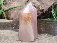 Polished Rose Quartz Crystal Points x 3 From Ambatondrazaka, Madagascar