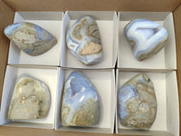 Polished Blue Lace Agate Geodes x 6 From Malawi