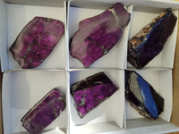 Polished On One Side Purpurite Specimens x 6 From Namibia