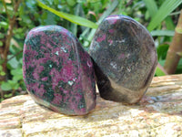 Polished Ruby Corundum In Chrome Verdite Standing Free Forms x 4 From Zimbabwe