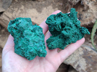 Natural Silky Malachite Specimens x 3 From Kasompe, Congo