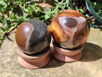 Polished Polychrome Jasper Spheres x 3 From Mahajanga, Madagascar