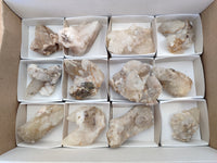 Natural Drusy Quartz Coated Calcite Pseudomorph Specimens x 12 From Alberts Mountain, Lesotho