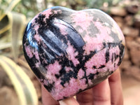 Polished Rhodonite Gemstone Hearts x 3 From Ambindavato, Madagascar