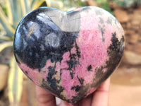 Polished Rhodonite Gemstone Hearts x 3 From Ambindavato, Madagascar