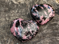 Polished Rhodonite Gemstone Hearts x 3 From Ambindavato, Madagascar