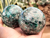 Polished Emerald Mica In Matrix Spheres x 2 From Mutoko, Zimbabwe