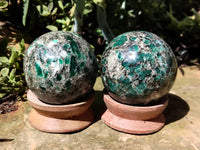 Polished Emerald Mica In Matrix Spheres x 2 From Mutoko, Zimbabwe