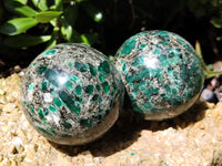 Polished Emerald Mica In Matrix Spheres x 2 From Mutoko, Zimbabwe