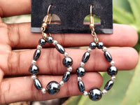 Hand Made Hematite Bead Hoop Earrings - sold per item - From China