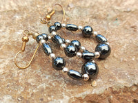 Hand Made Hematite Bead Hoop Earrings - sold per item - From China