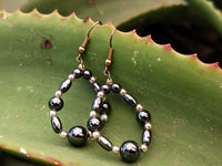 Hand Made Hematite Bead Hoop Earrings - sold per item - From China