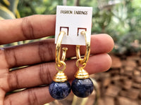 Hand Made Sodalite Hoop Earrings - sold per item - From Namibia