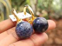 Hand Made Sodalite Hoop Earrings - sold per item - From Namibia