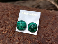 Hand Made Malachite Stud Earrings - sold per item - From Congo