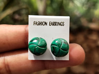 Hand Made Malachite Stud Earrings - sold per item - From Congo