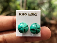 Hand Made Malachite Stud Earrings - sold per item - From Congo