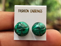 Hand Made Malachite Stud Earrings - sold per item - From Congo