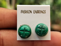 Hand Made Malachite Stud Earrings - sold per item - From Congo