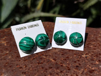 Hand Made Malachite Stud Earrings - sold per item - From Congo