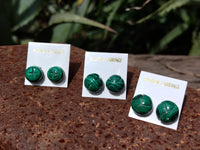 Hand Made Malachite Stud Earrings - sold per item - From Congo