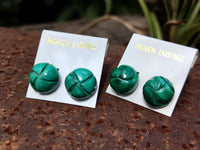 Hand Made Malachite Stud Earrings - sold per item - From Congo