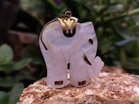 Hand Made Rose Quartz Elephant Pendants - sold per item - From Namibia