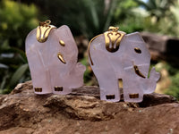 Hand Made Rose Quartz Elephant Pendants - sold per item - From Namibia