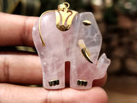 Hand Made Rose Quartz Elephant Pendants - sold per item - From Namibia