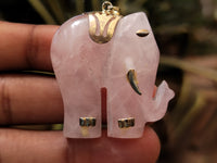 Hand Made Rose Quartz Elephant Pendants - sold per item - From Namibia