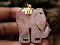 Hand Made Rose Quartz Elephant Pendants - sold per item - From Namibia