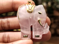 Hand Made Rose Quartz Elephant Pendants - sold per item - From Namibia