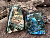 Polished Labradorite Standing Free Forms x 3 From Tulear, Madagascar