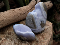 Polished Blue Lace Agate Geodes x 4 From Malawi