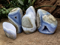 Polished Blue Lace Agate Geodes x 4 From Malawi