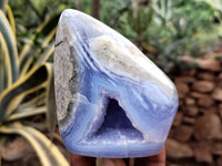 Polished Blue Lace Agate Geodes x 4 From Malawi